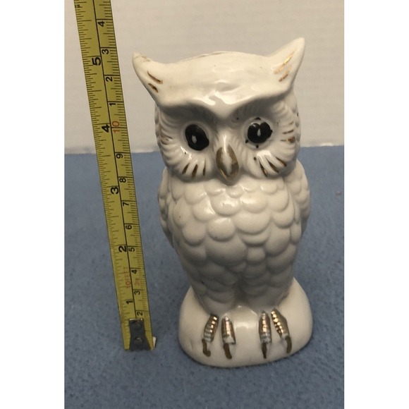 Vintage Hand Painted White Owl with Gold Accents Bank - Made in Japan - Picture 7 of 9